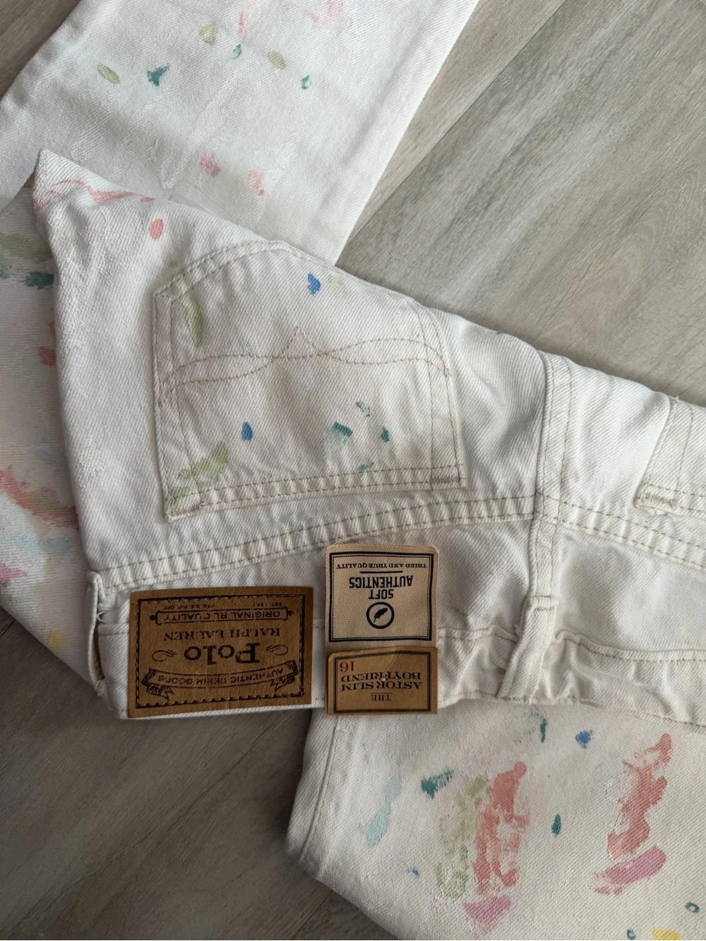 Ralph Lauren White Paint-Splatter Girls Jeans